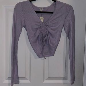 Garage runched tie front long sleeve